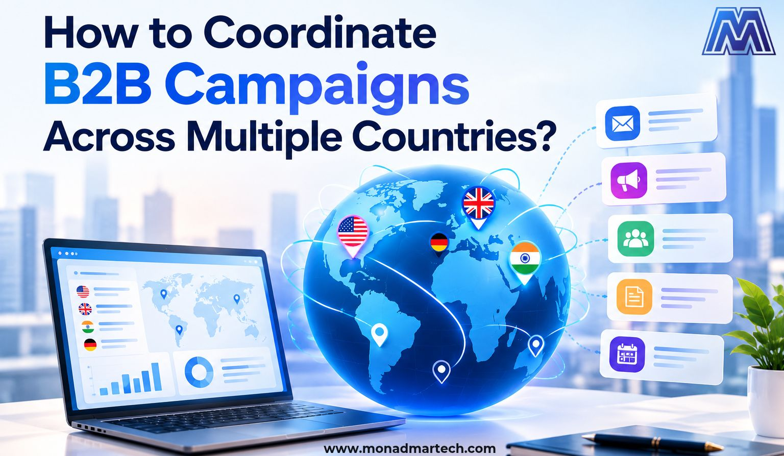 Coordinate B2B campaigns across multiple countries with localized messaging, targeted B2B data, aligned teams, and consistent performance tracking.